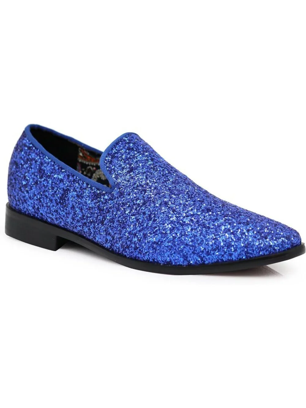 Men's Royal Blue Vintage Glitter Loafer Slip On Tuxedo Dress Party Classic Shoes